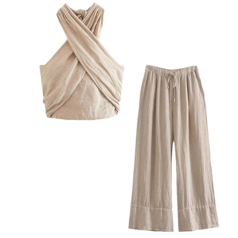 Cotton & Line Crisscross Halter Tank Top