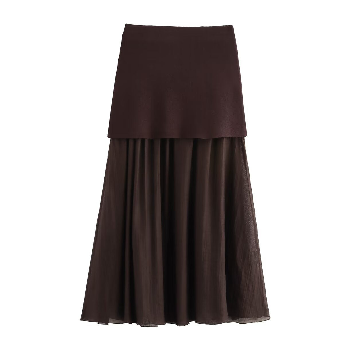 Layered Satin Maxi Skirt