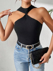 Pleated Knit Twist-Front Top