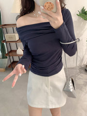 Off-Shoulder Long Sleeve T-Shirt
