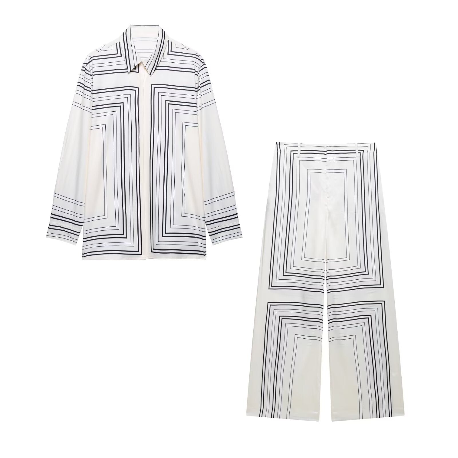 Stripe Pattern Shirt and Pants Set