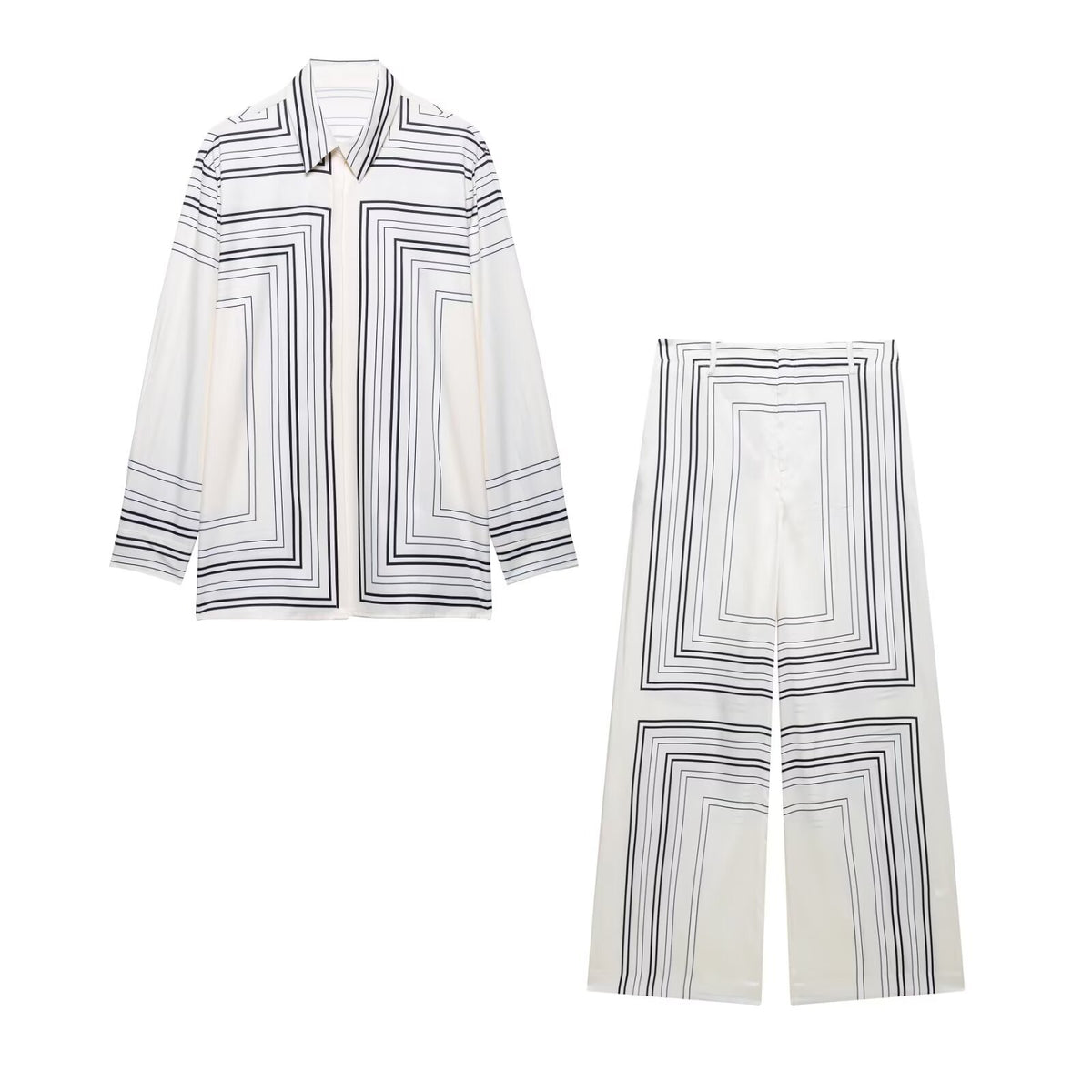 Stripe Pattern Shirt and Pants Set