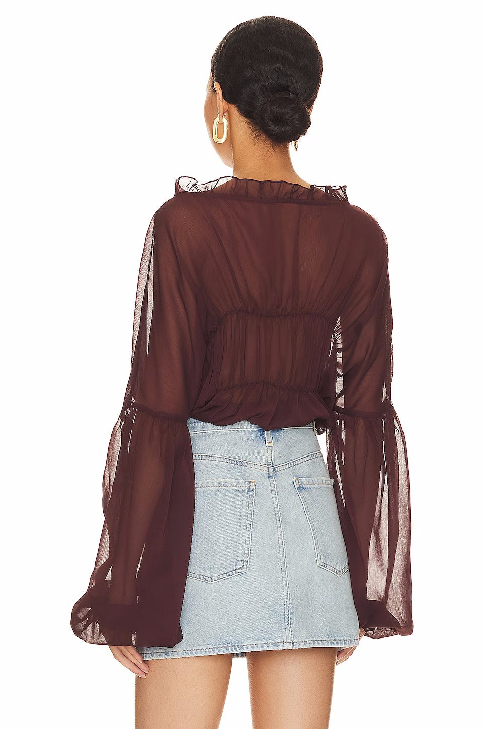 Sheer Chiffon Ruffle Detail Blouse