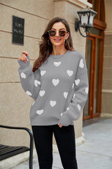 Love heart pattern pullover sweater