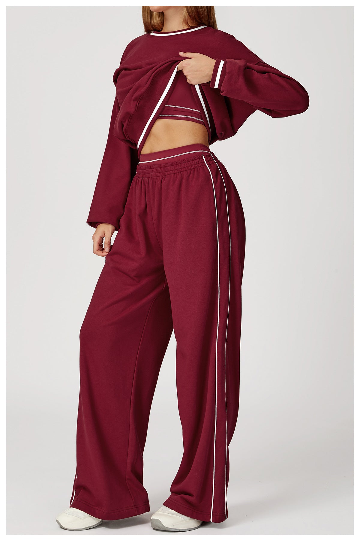 Cotton Blend Mid-Waist Side Stripe Sweatpants