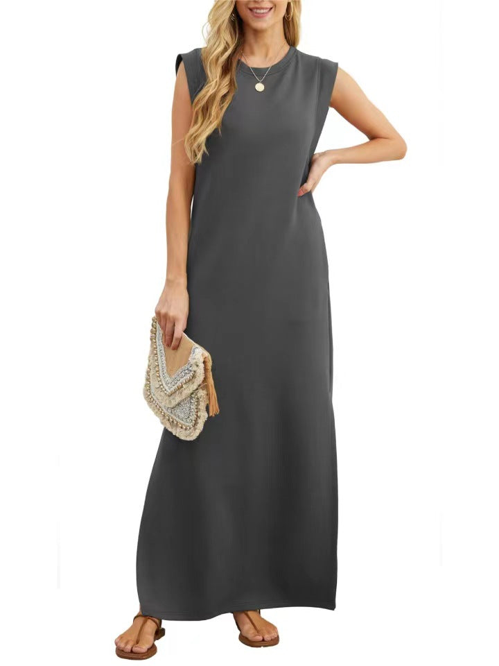 Linen & Cotton Pocketed Maxi Dress