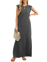 Linen & Cotton Pocketed Maxi Dress