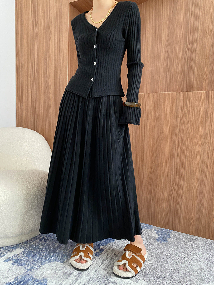 Knitted suit &Two-piece skirt set