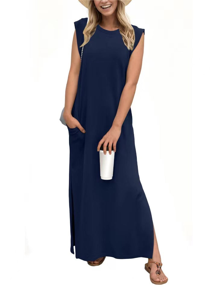 Linen & Cotton Pocketed Maxi Dress