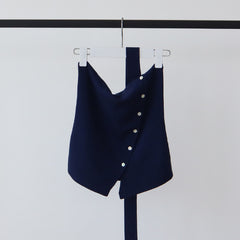 Cotton & Linen Halter Top With Decor Pockets