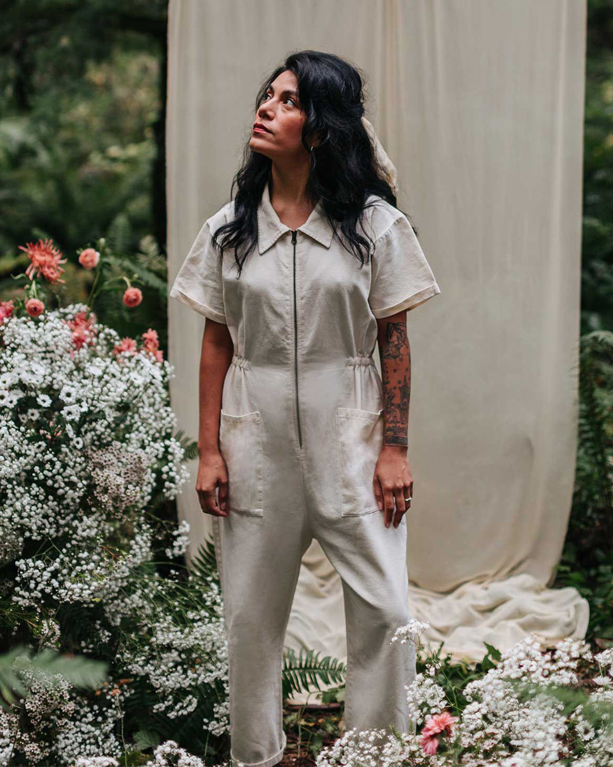 Summer solid color casual fashion zipper jumpsuit
