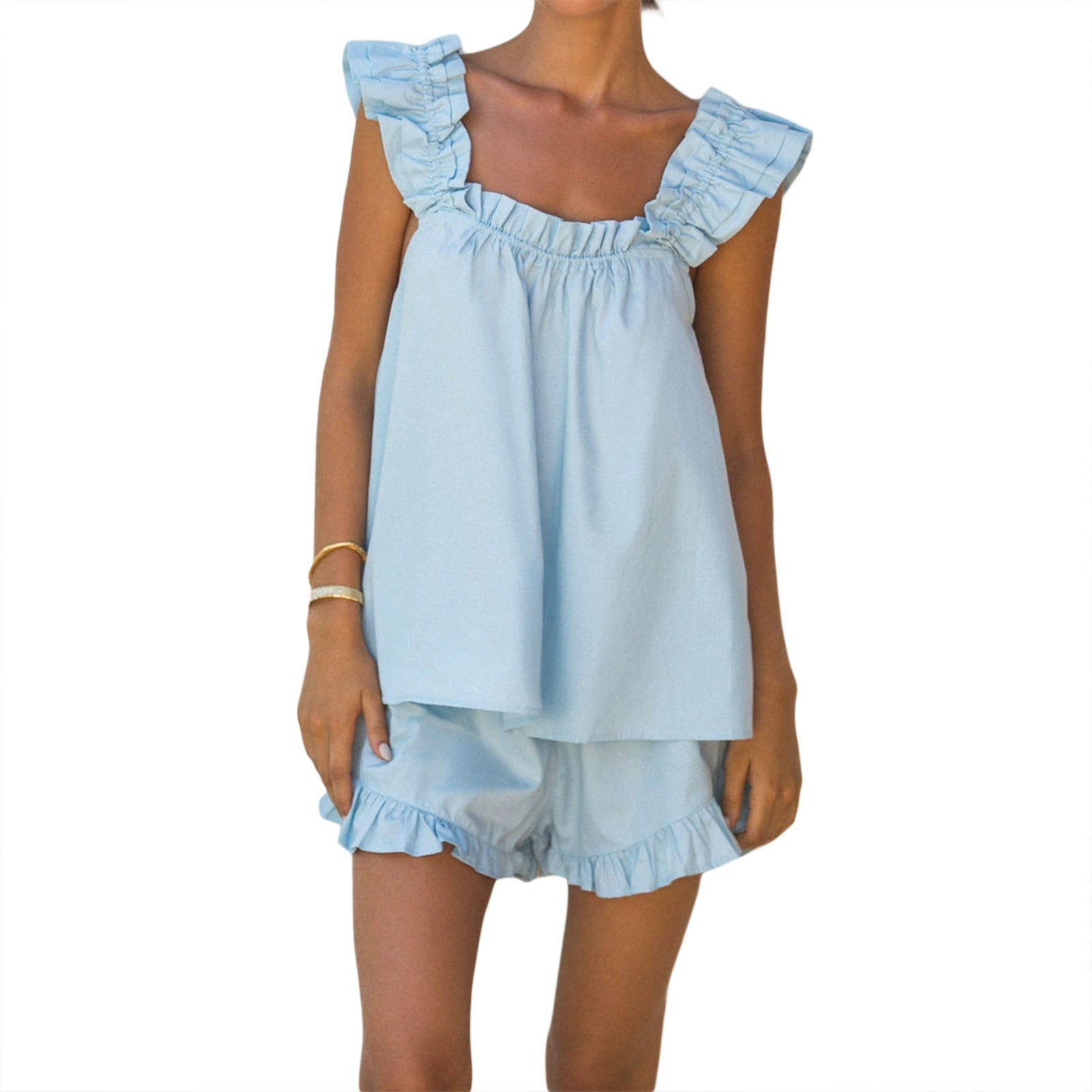 Pure Cotton Ruffle Shorts Set