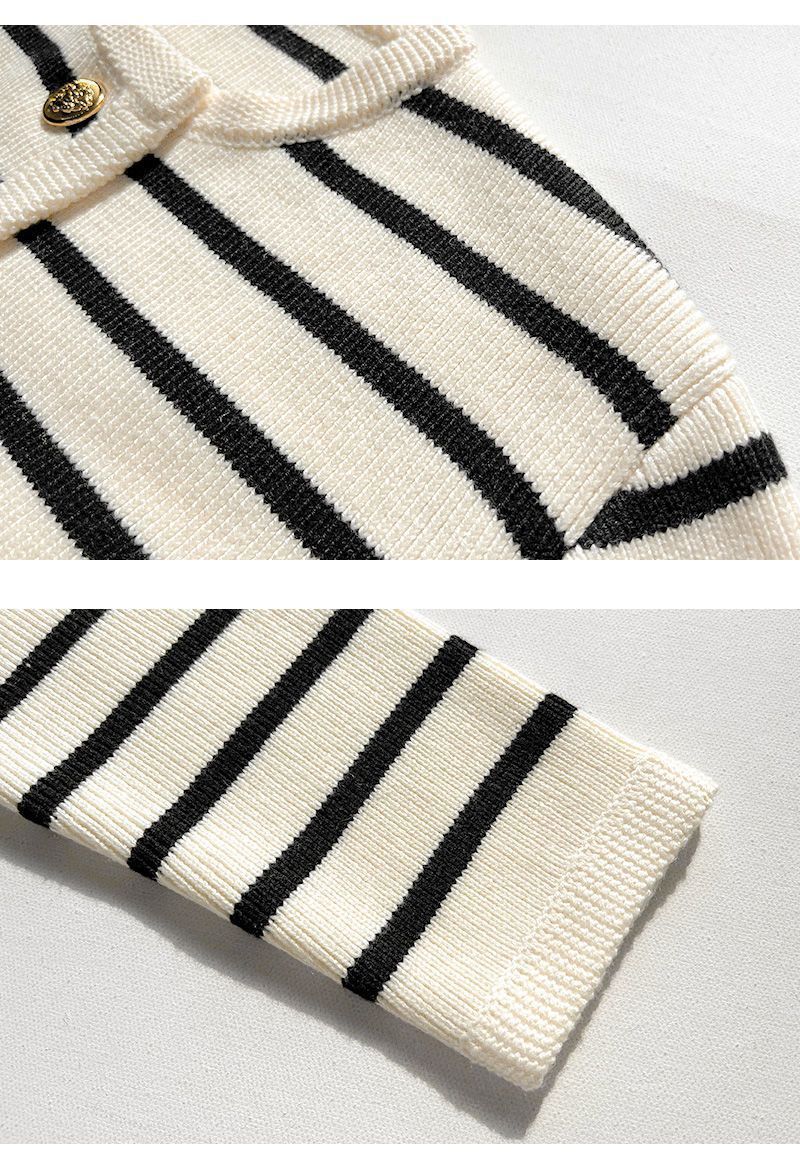 Striped Contrast Trim Knit Cardigan