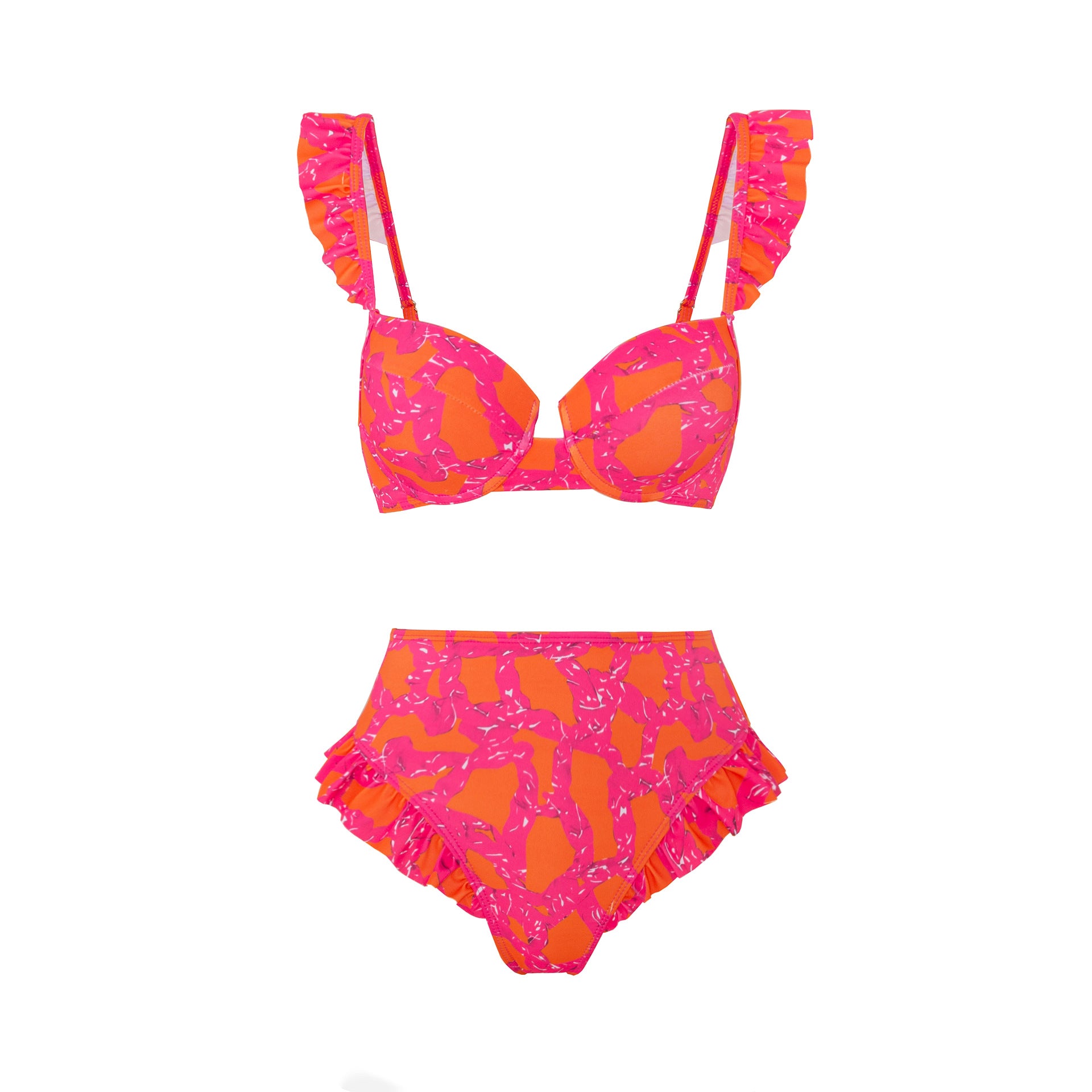 Print Ruffle Bikini Set