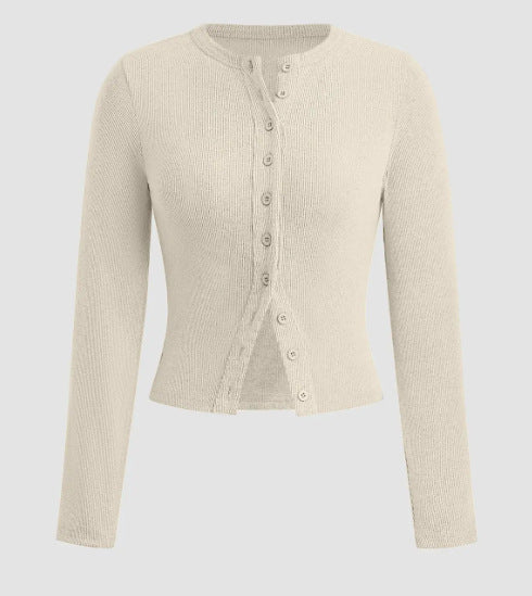 Mock Neck Button Long Sleeve T-Shirt