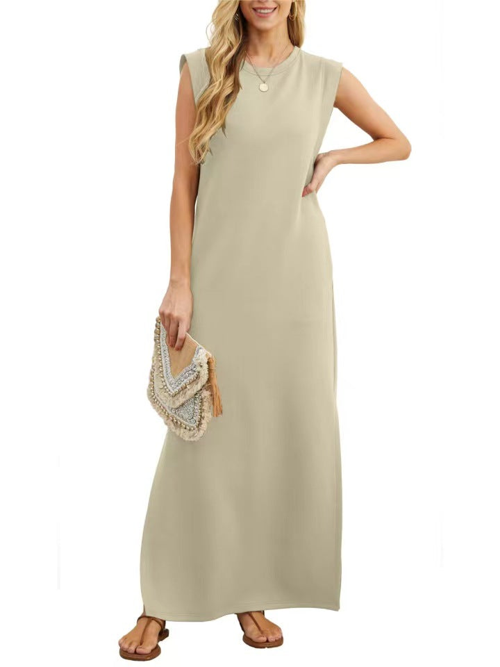 Linen & Cotton Pocketed Maxi Dress