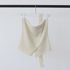 Cotton & Linen Halter Top With Decor Pockets