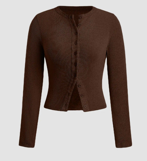 Mock Neck Button Long Sleeve T-Shirt