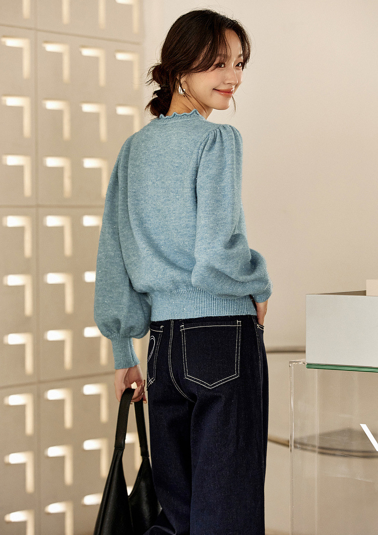 Lace Trim Crewneck Knit Sweater â€?Elegant Commuter Style