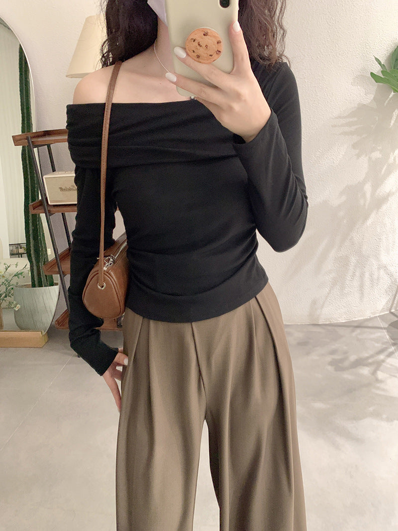 Off-Shoulder Long Sleeve T-Shirt