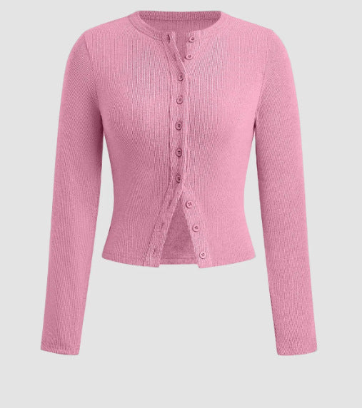 Mock Neck Button Long Sleeve T-Shirt