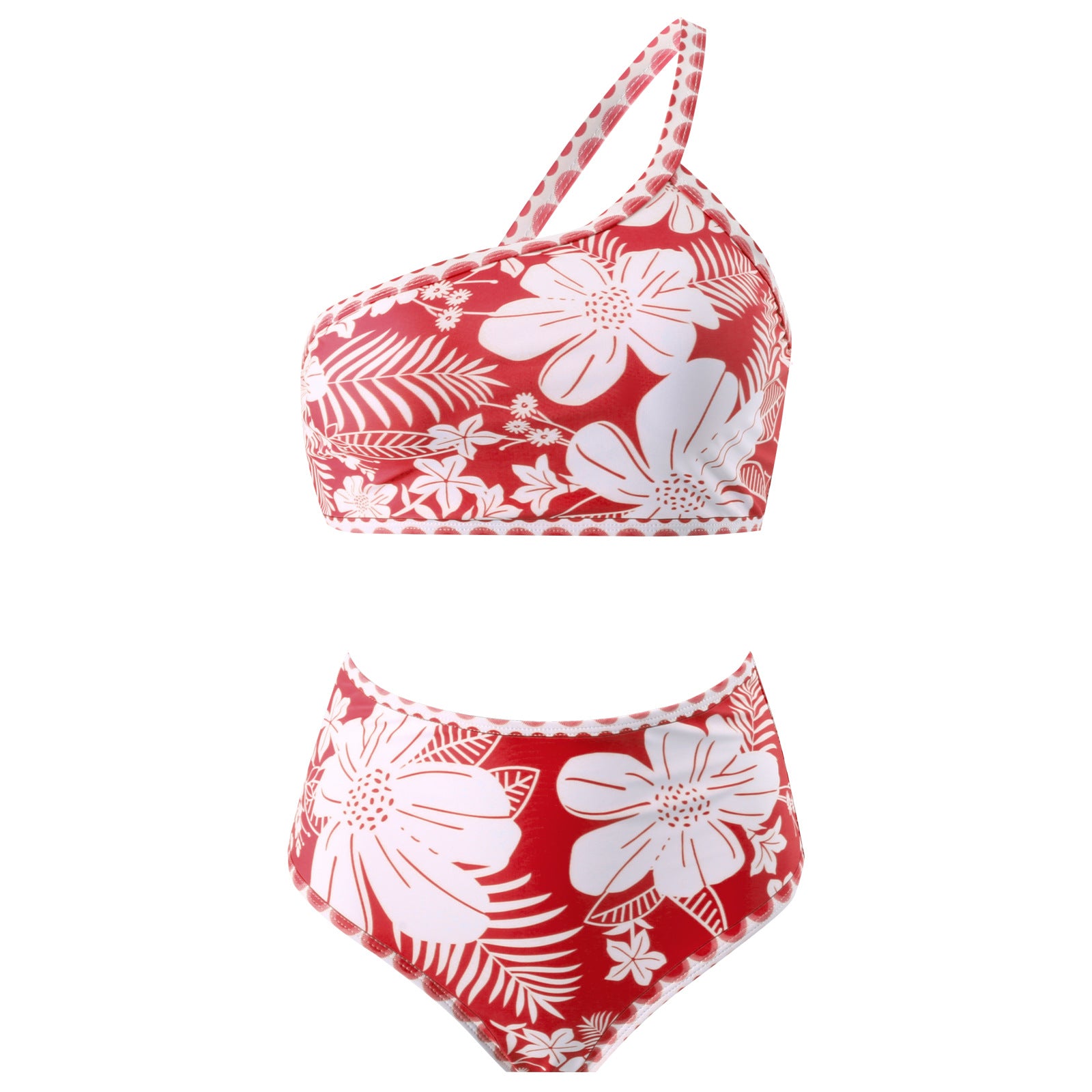 One Shoulder Floral Bikini Set