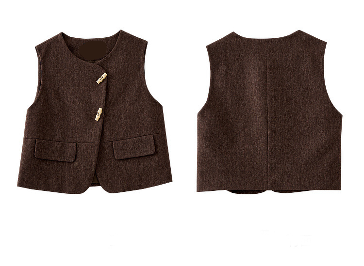 Herringbone Three-Piece Set â€?Vest, Blouse & Wide-Leg Pants