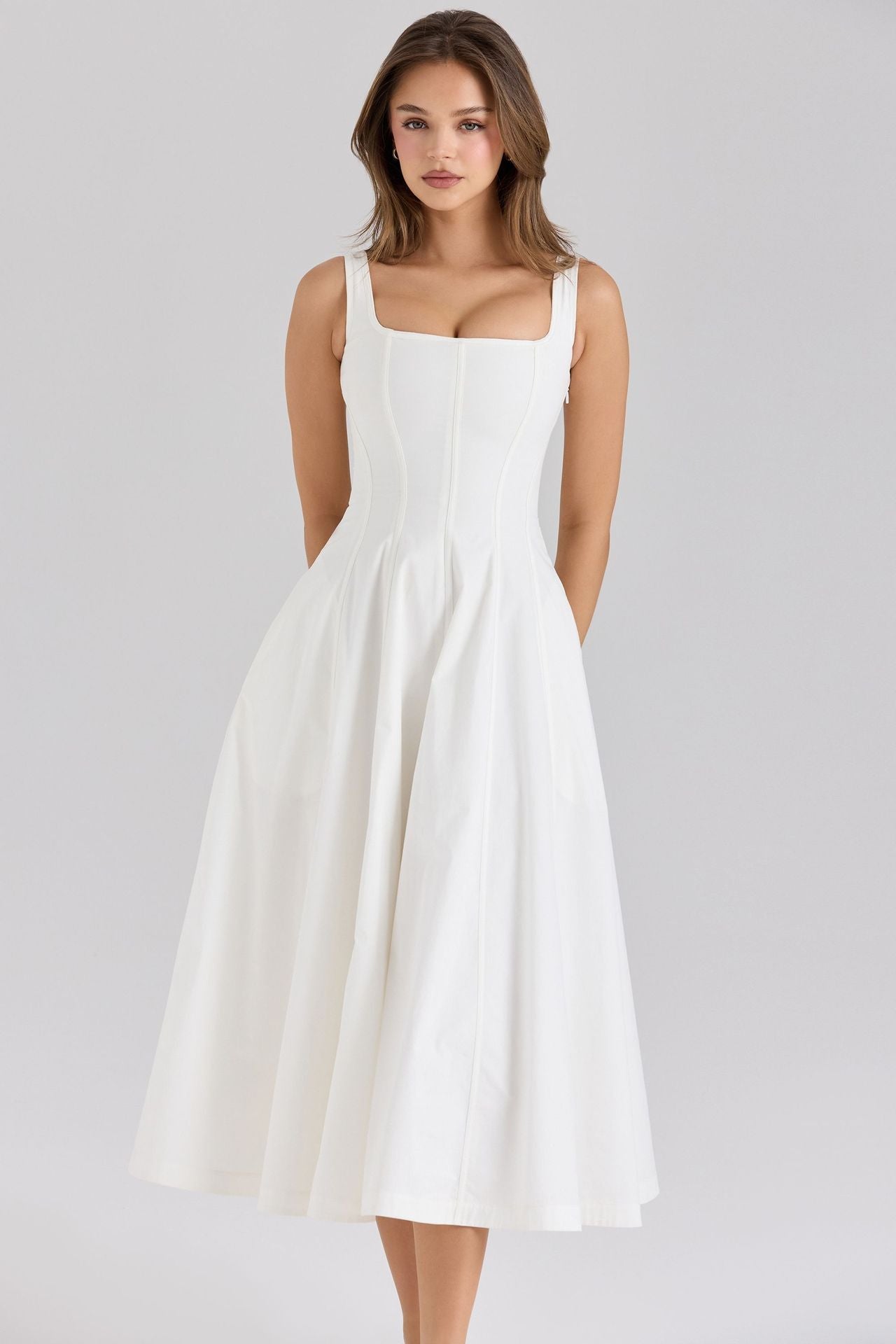 Cotton Maxi Dress with Lace-Up Back