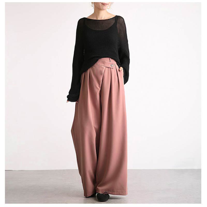 High-Waisted Wide-Leg Pants With Belted Detail