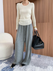 Neck halter exposed shoulders knitted sweater