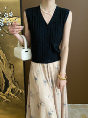 V-Neck Braided Knitted Vest