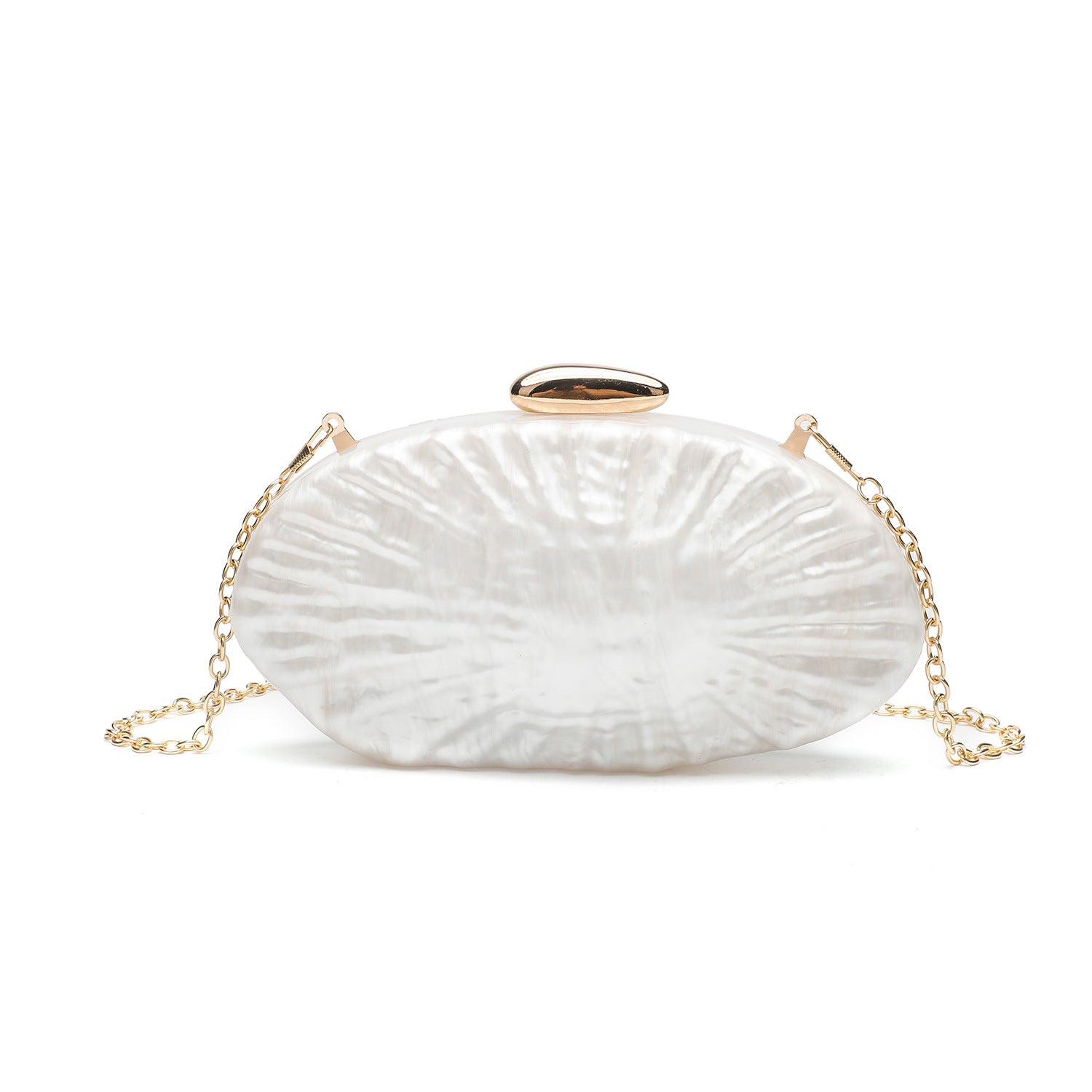 Pearl Texture Clutch With Gold Chain