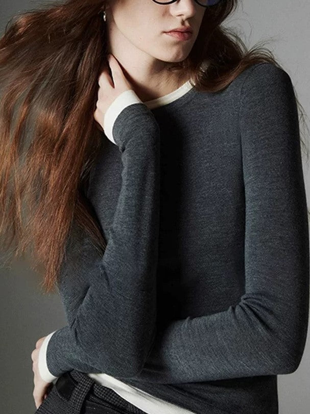 Contrast Trim Long Sleeve T-Shirt