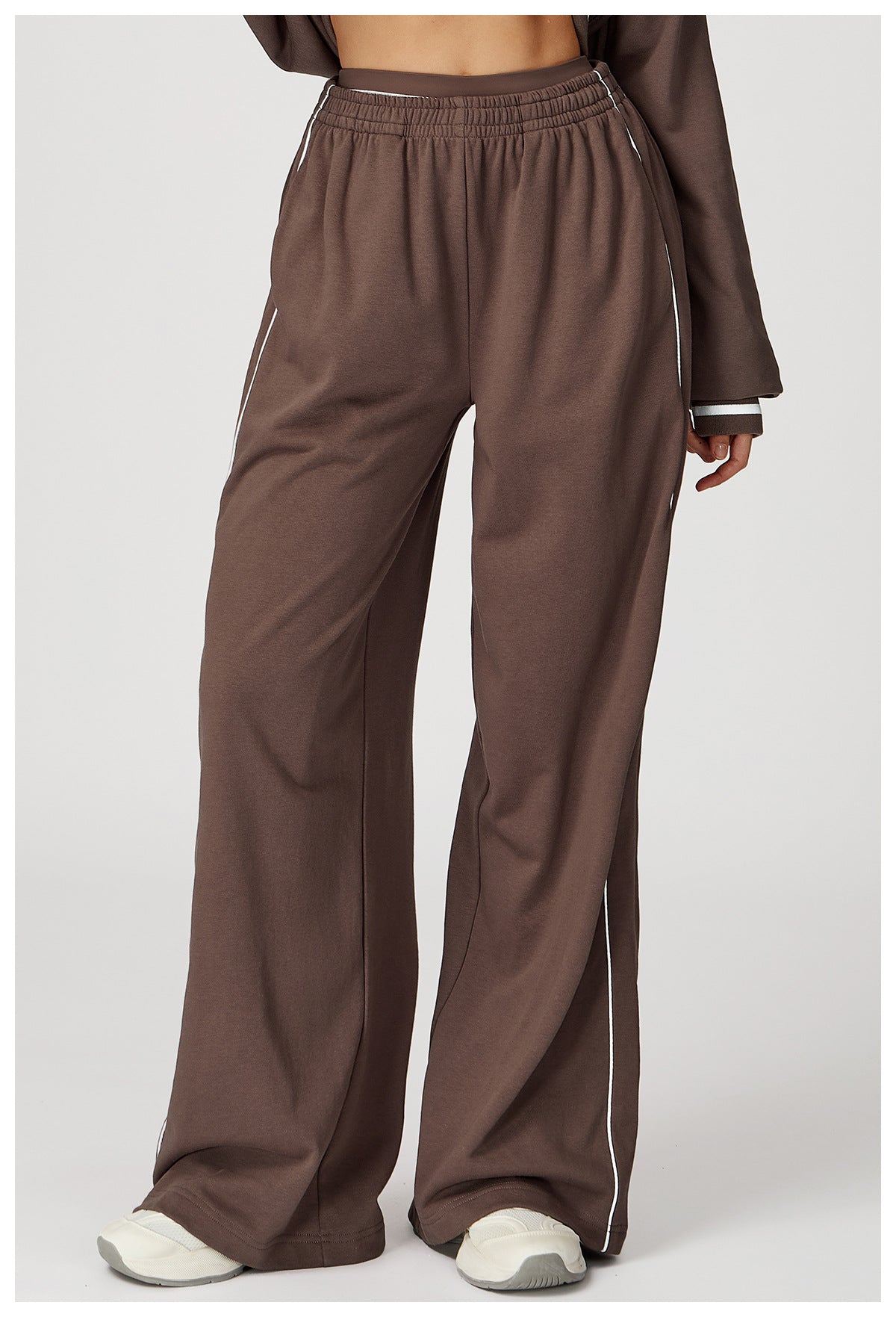 Cotton Blend Mid-Waist Side Stripe Sweatpants