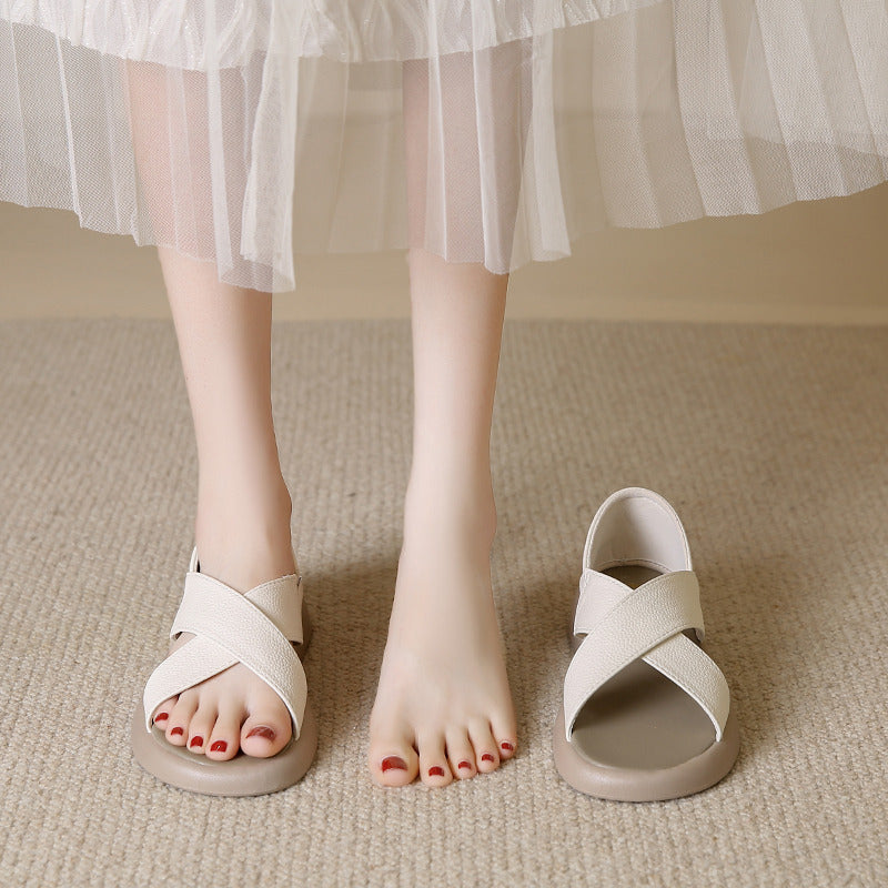 Soft Cross Leather Sandals
