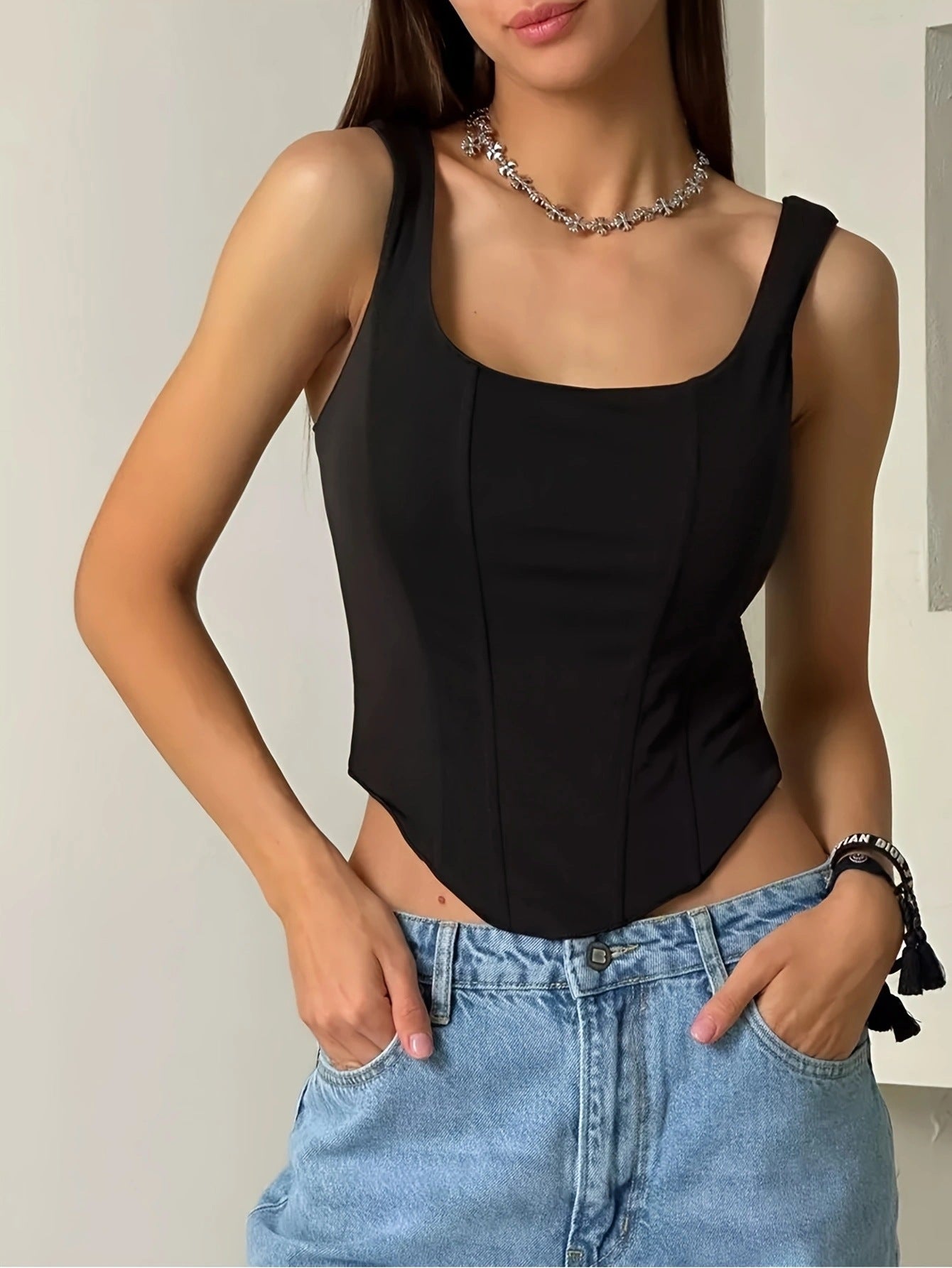 Ivory Glow Tied Crop Corset Top