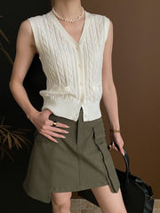 V-Neck Braided Knitted Vest