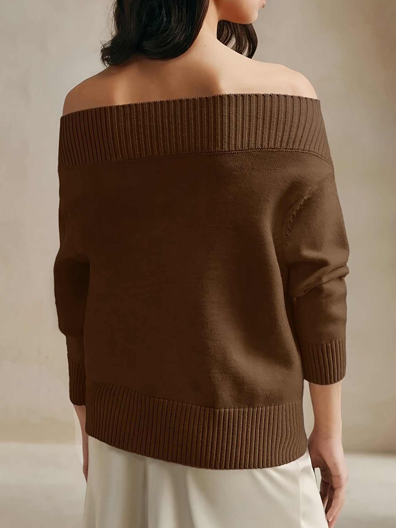 Rhinestone-Embellished Off-Shoulder Sweater