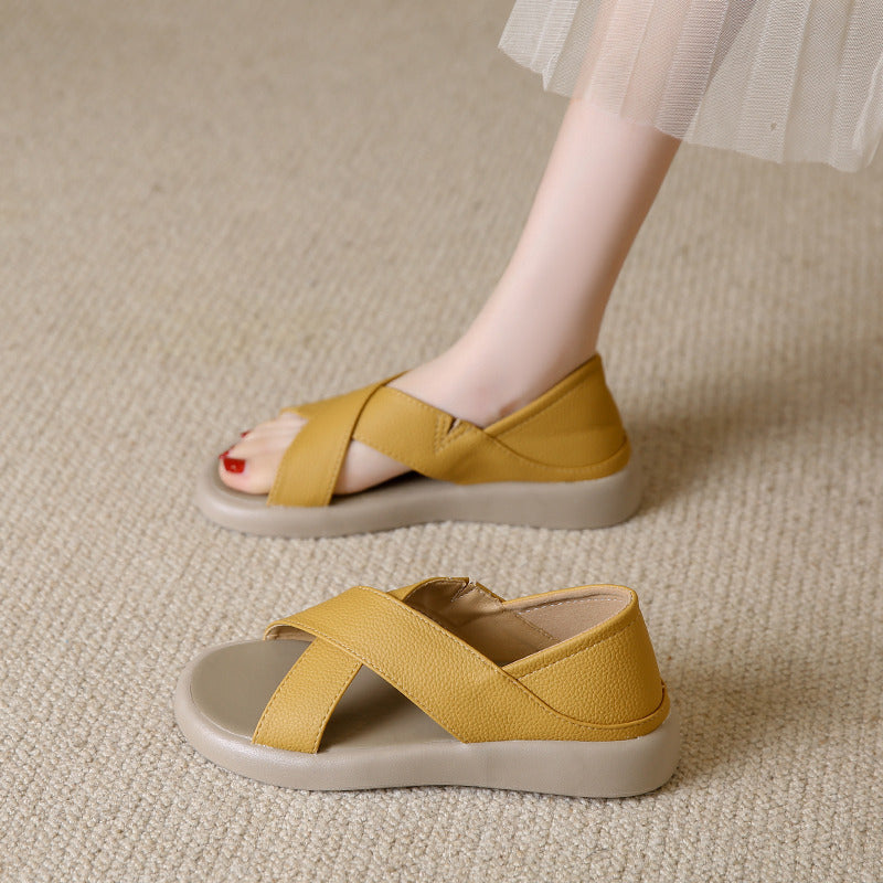 Soft Cross Leather Sandals