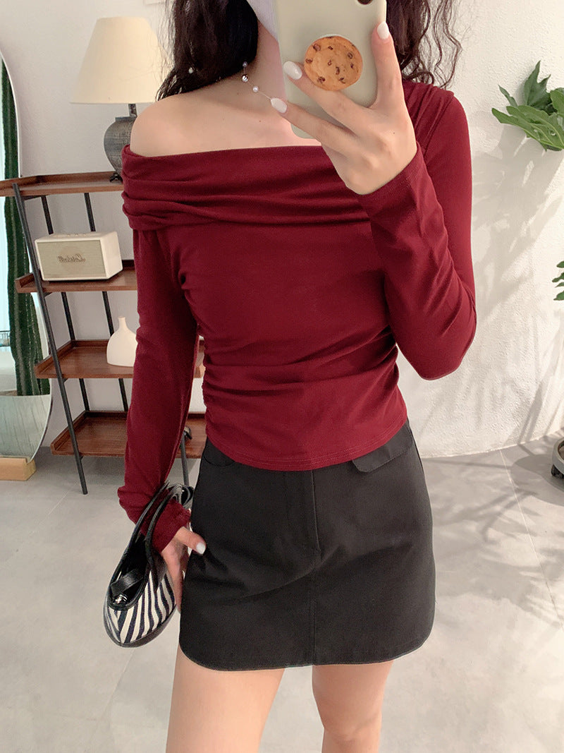 Off-Shoulder Long Sleeve T-Shirt