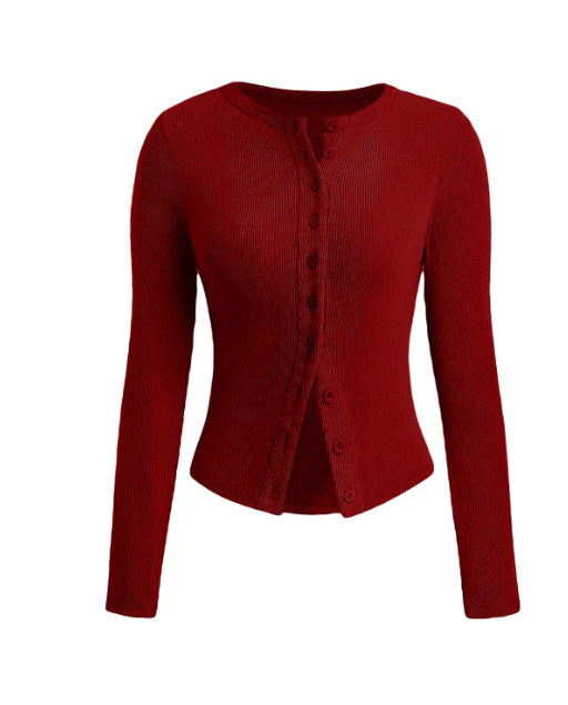 Mock Neck Button Long Sleeve T-Shirt