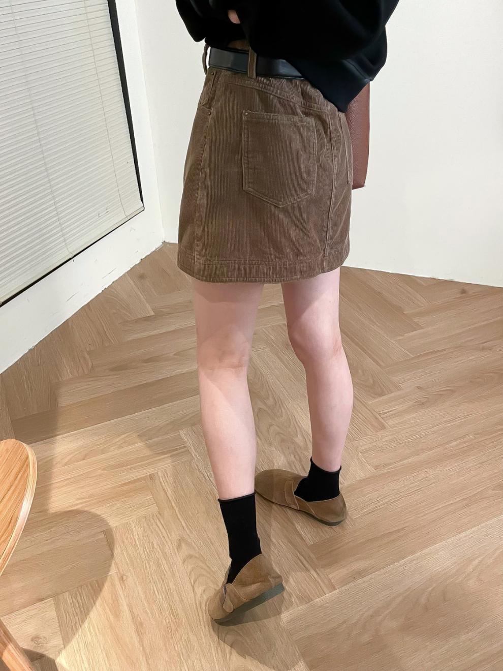 Velvet Mini Skirt with Belt