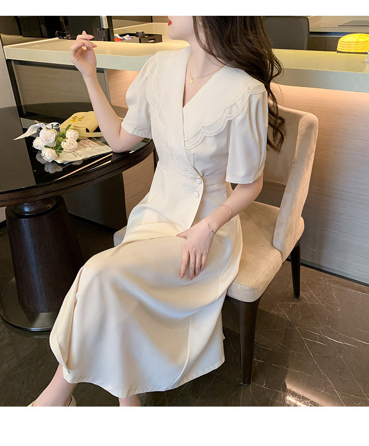 Midi Dress With Big Black Lapels