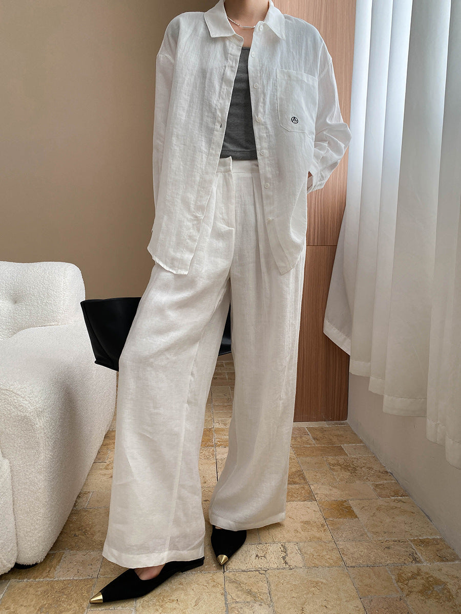 sunscreen shirt wide-leg pants set