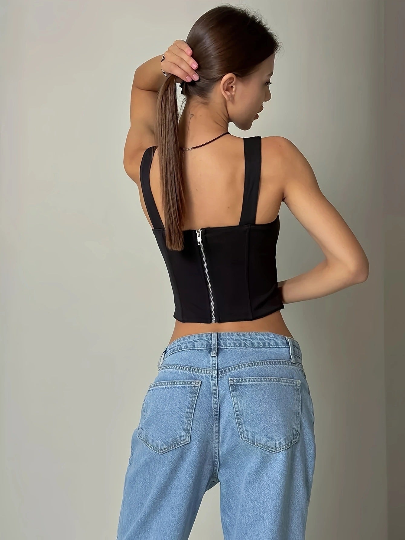 Ivory Glow Tied Crop Corset Top