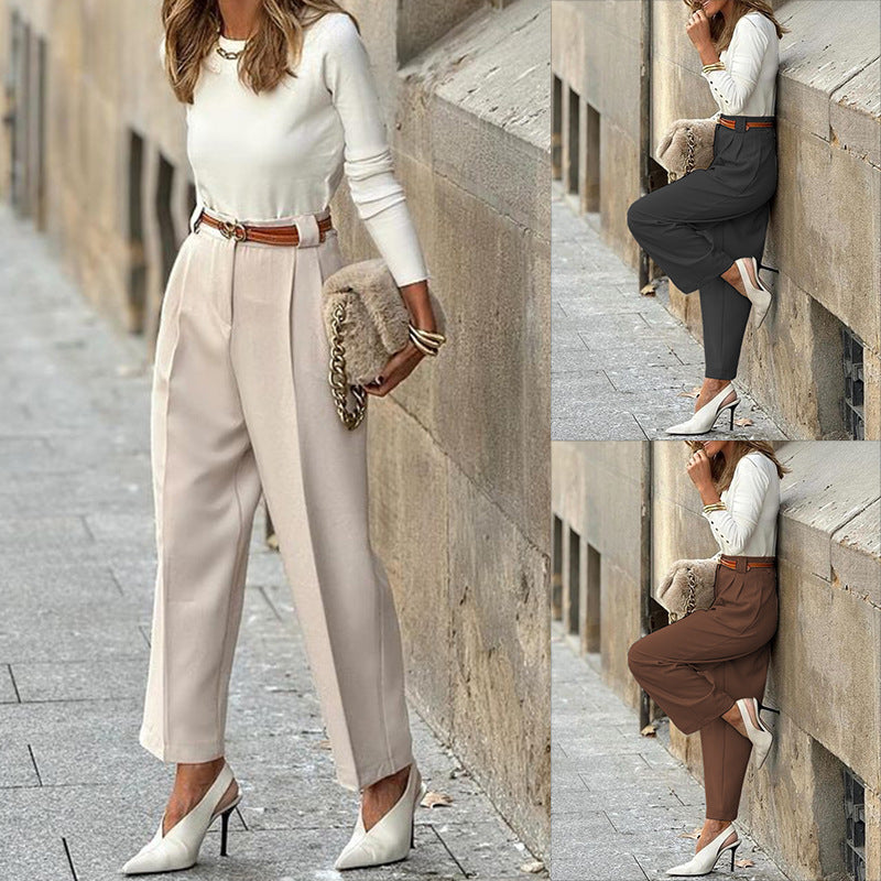 Pleated Cropped Pants