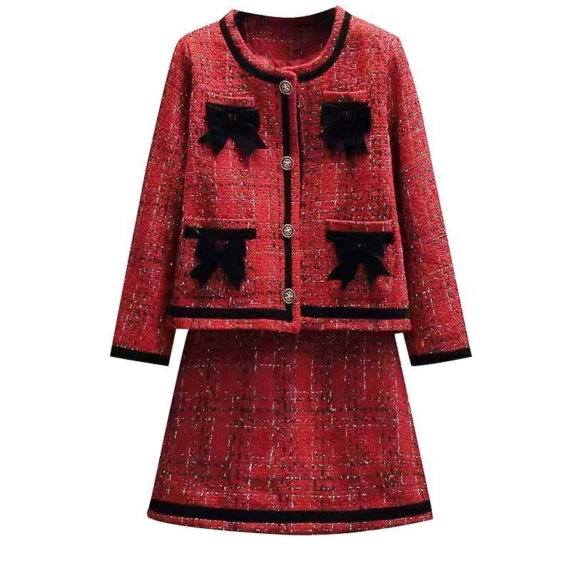 Finlay Fire Brick Bow Textured Jacket Set