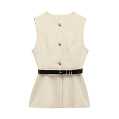Suede Vest with Belt