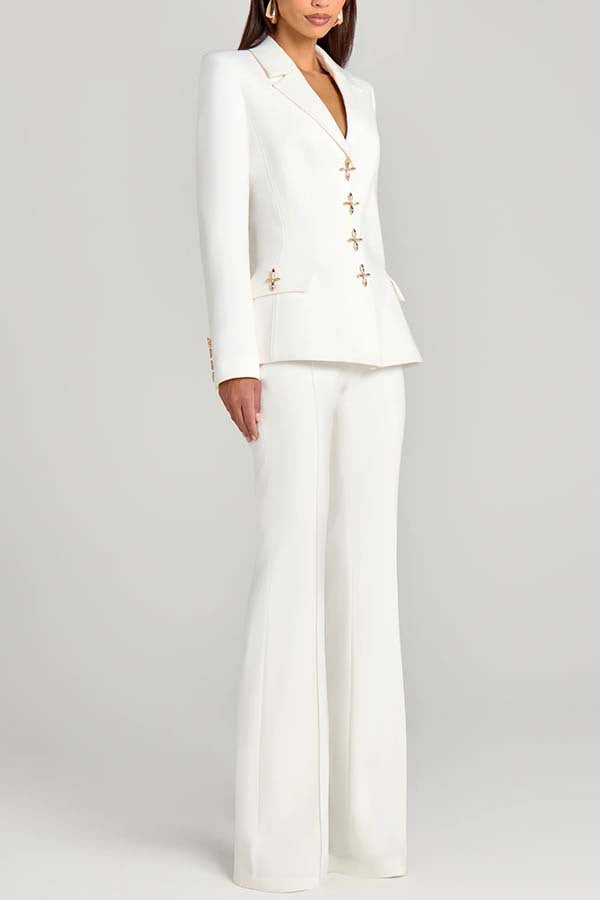 Cross-Shaped Button Blazer,Vest And Trouser Set