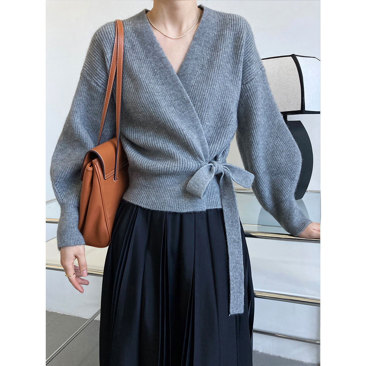 Creamy Flatwhite Wrap Tied Cardigan